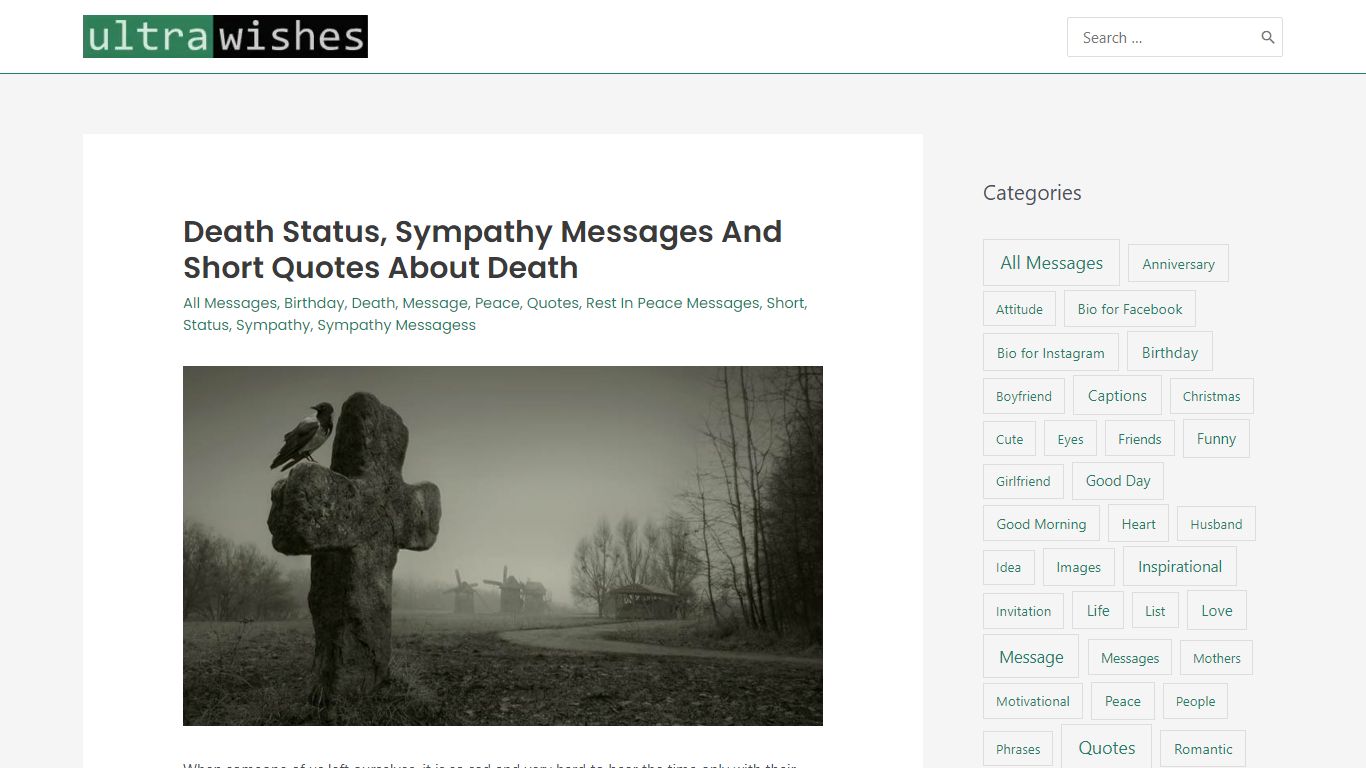 Death Status, Sympathy Messages and Short Quotes about Death